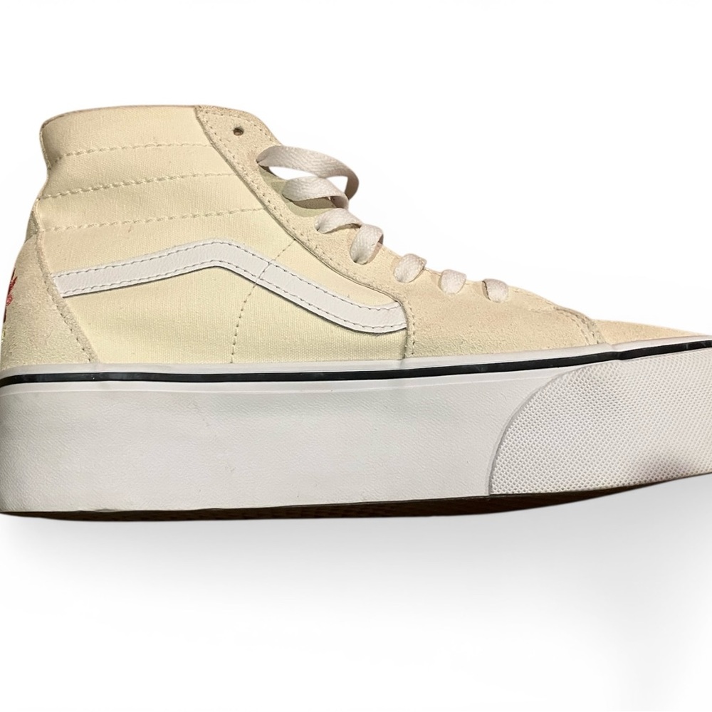 Vans Cream High-Top Sneakers with Floral and Heart Embroidery - Picture 6 of 14